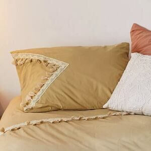 Urban Outfitters Washed Cotton Crochet Tassel Shams (2)